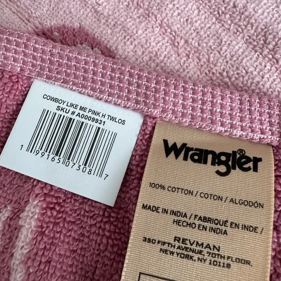 Wrangler Pink Cowboy Like Me Western Cowgirl Bathroom Bath Hand Towels Set